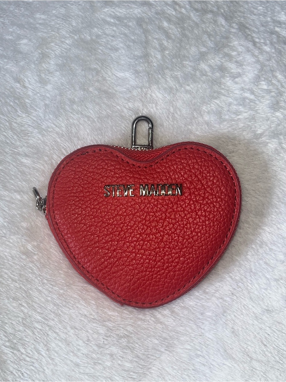 Steve Madden Red Heart Coin Case with Metal Clip
